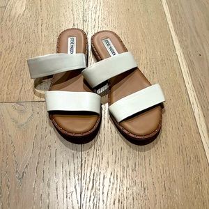 White and brown Steve Madden sandals